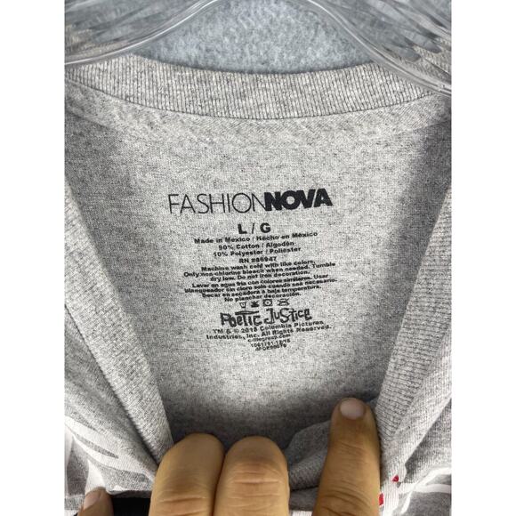 Fashion Nova Poetic Justice Tupac Shakur T Shirt Men's Size L Gray 90's Retro - Picture 5 of 9